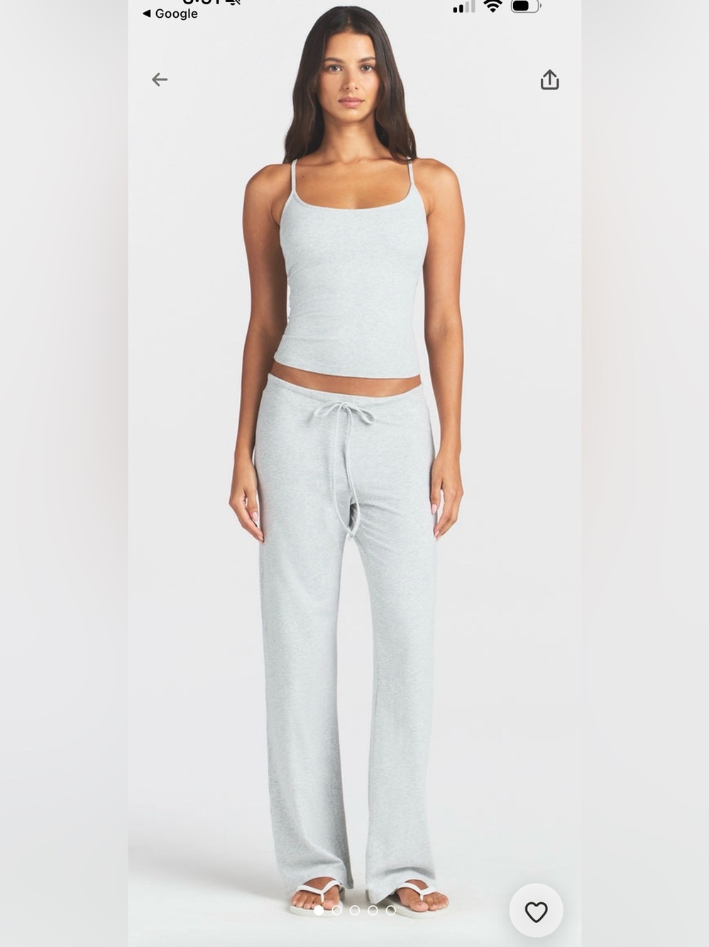 SKIMS Light Heather Gray Cotton Jersey Tank & Drawstring Lounge Pants Set